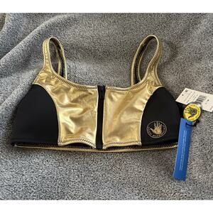 Good American Body Glove Colab Swim Top Gold And Black Size 2 / Medium